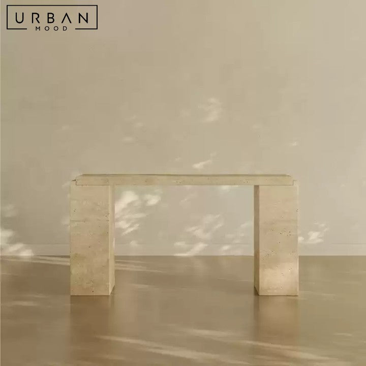 OKORO Wabi Sabi Travertine Console Table