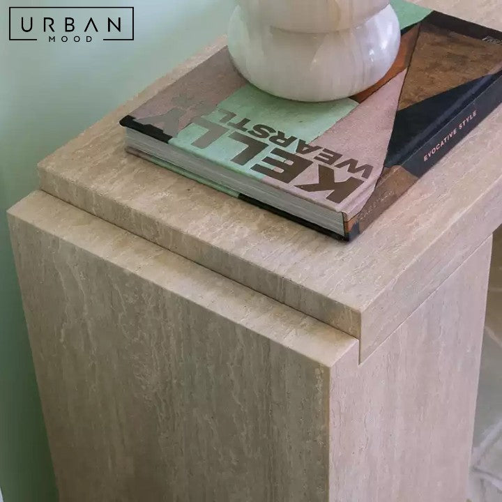 OKORO Wabi Sabi Travertine Console Table