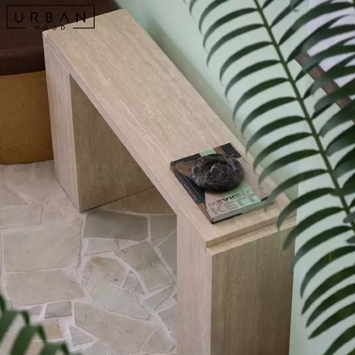 OKORO Wabi Sabi Travertine Console Table