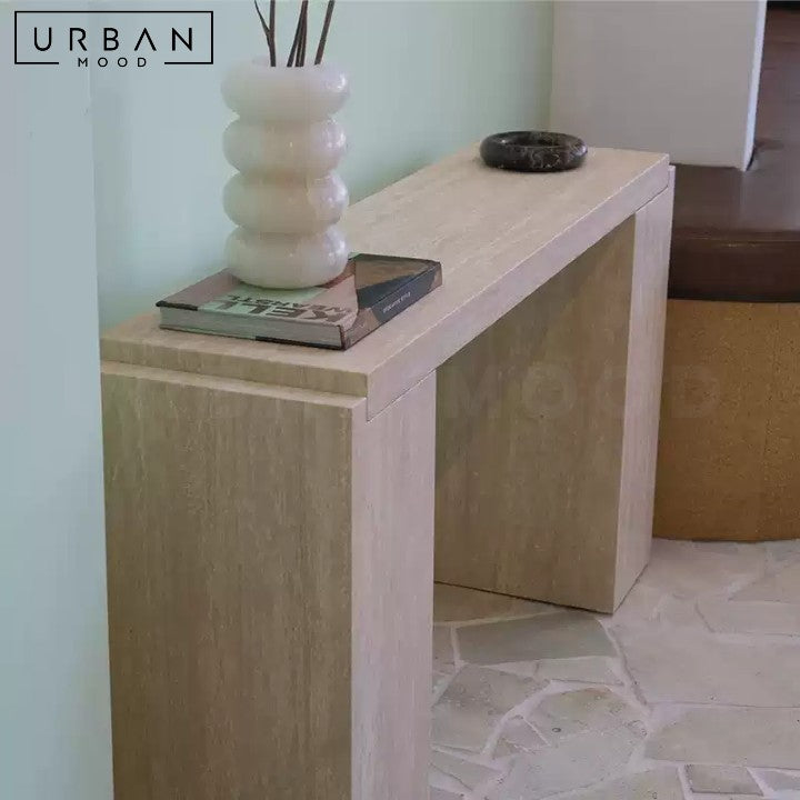 OKORO Wabi Sabi Travertine Console Table