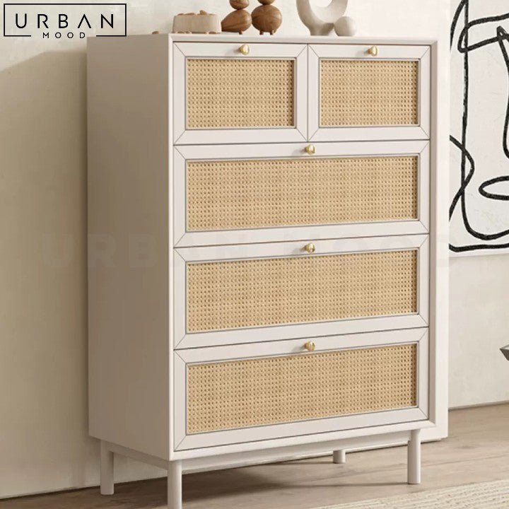 OLIVIA Japandi Rattan Chest Of Drawers