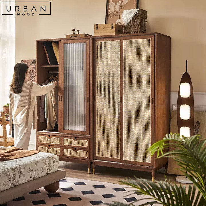 OREAN Rustic Rattan Wardrobe