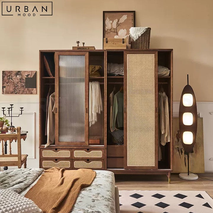 OREAN Rustic Rattan Wardrobe