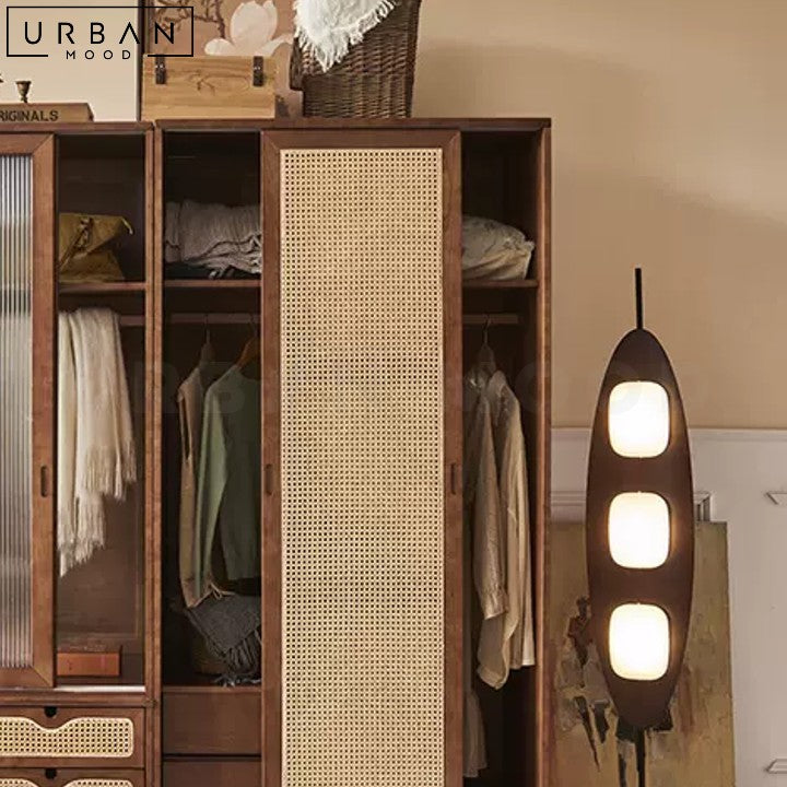 OREAN Rustic Rattan Wardrobe