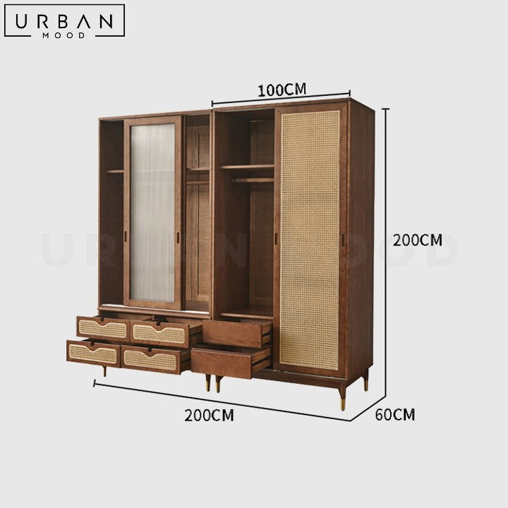 OREAN Rustic Rattan Wardrobe