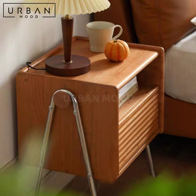 ORIONIA Japandi Solid Wood Bedside Table