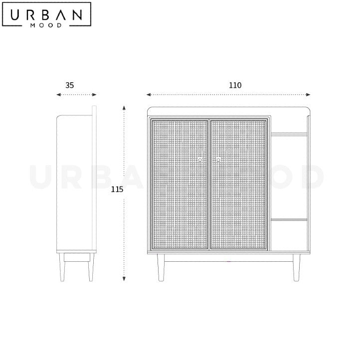 ORLANDO Japandi Rattan Shoe Cabinet