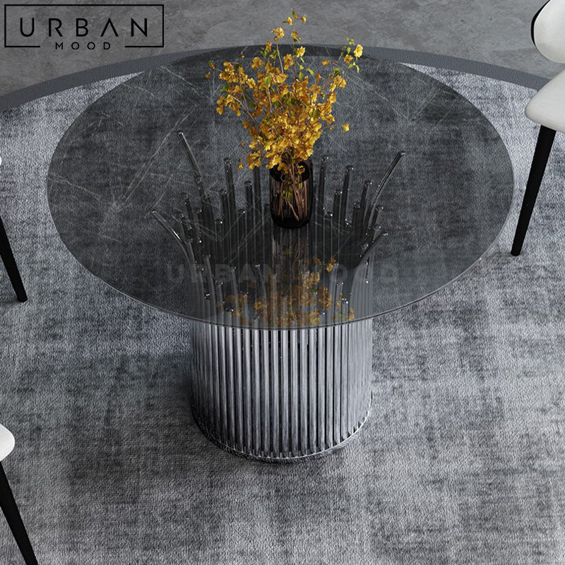 OSARI Modern Round Glass Dining Table