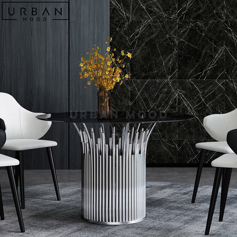 OSARI Modern Round Glass Dining Table