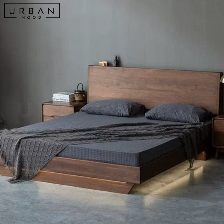 OTTESEN Modern Solid Wood Storage LED Bedframe