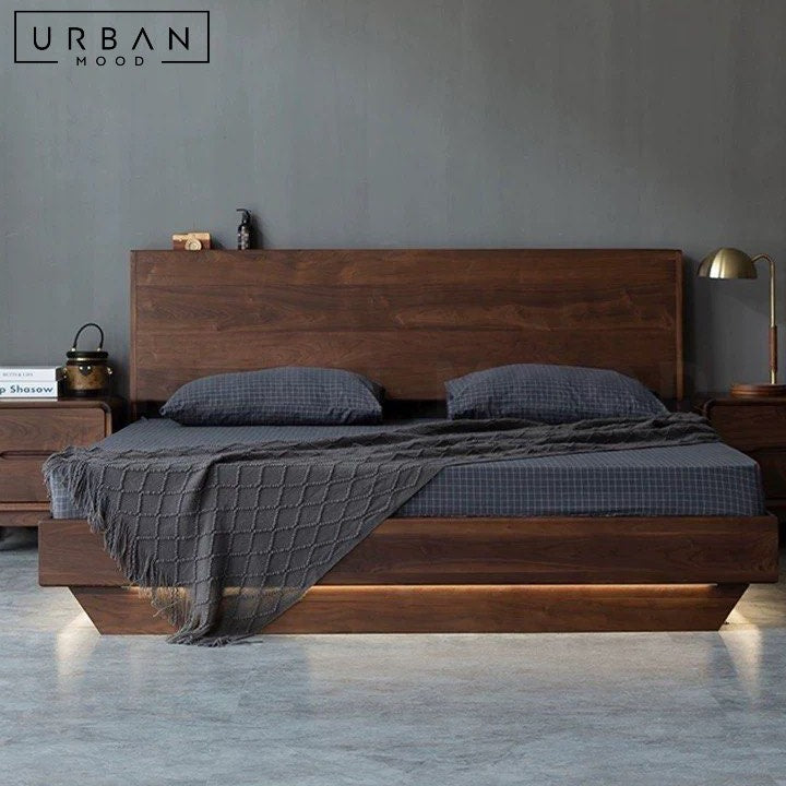 OTTESEN Modern Solid Wood Storage LED Bedframe