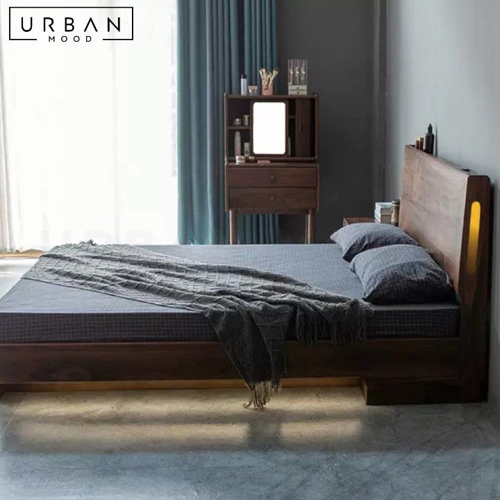 OTTESEN Modern Solid Wood Storage LED Bedframe