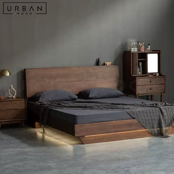 OTTESEN Modern Solid Wood Storage LED Bedframe