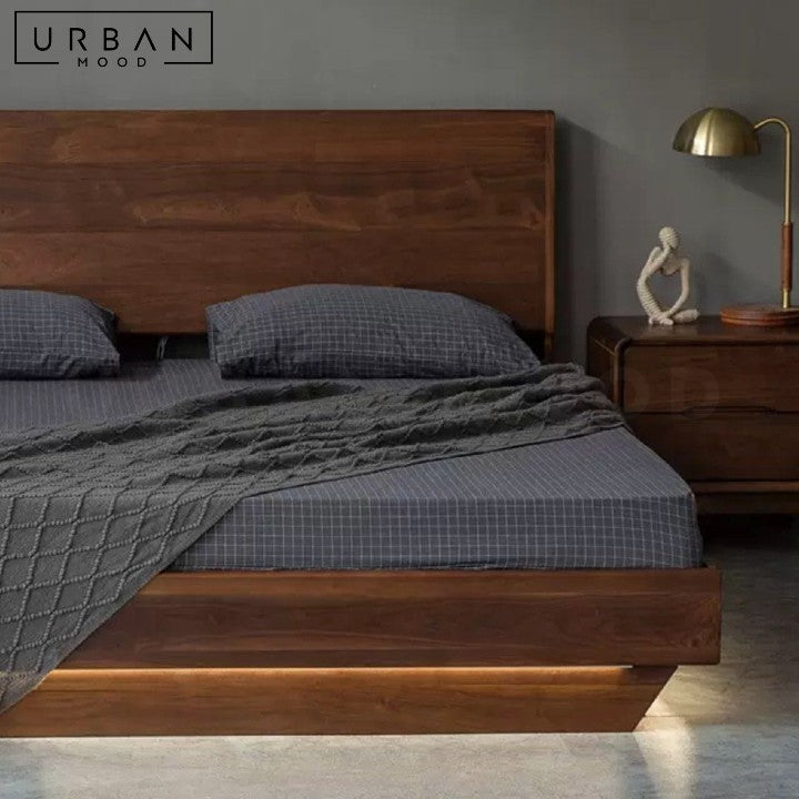 OTTESEN Modern Solid Wood Storage LED Bedframe