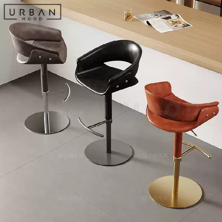 PADDER Modern Adjustable Leather Bar Stool