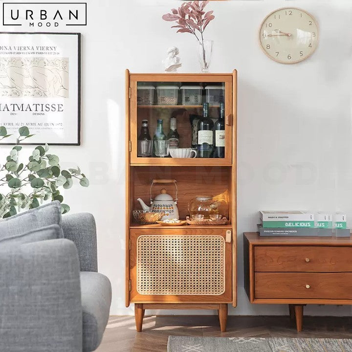 PALOMIN Rustic Rattan Display Cabinet