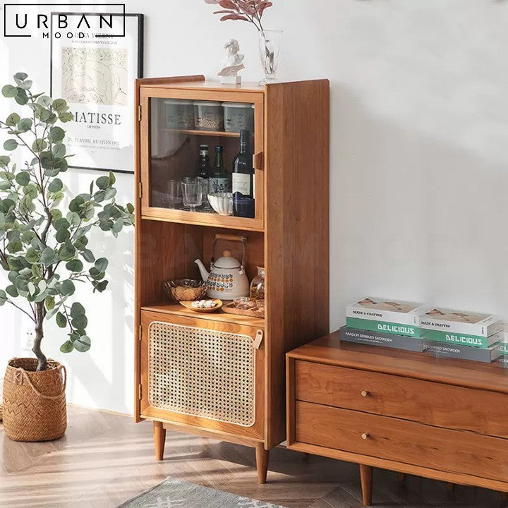 PALOMIN Rustic Rattan Display Cabinet