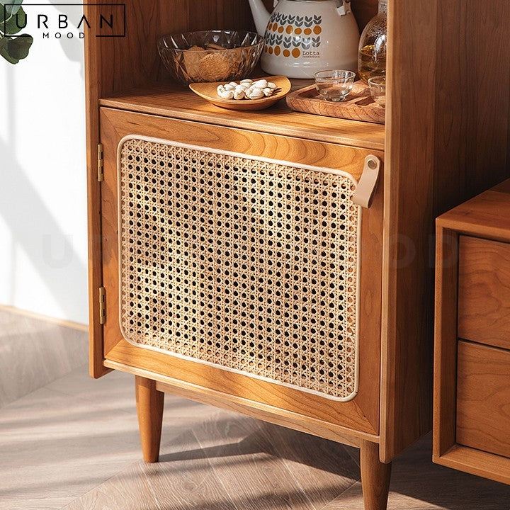 PALOMIN Rustic Rattan Display Cabinet