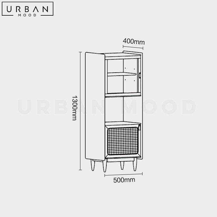 PALOMIN Rustic Rattan Display Cabinet