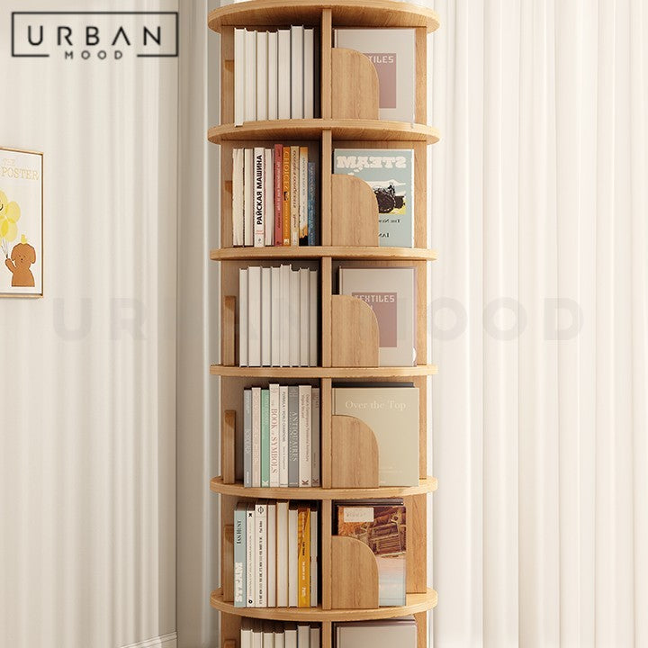 PATRICIO Japandi Solid Wood Rotating Bookshelf
