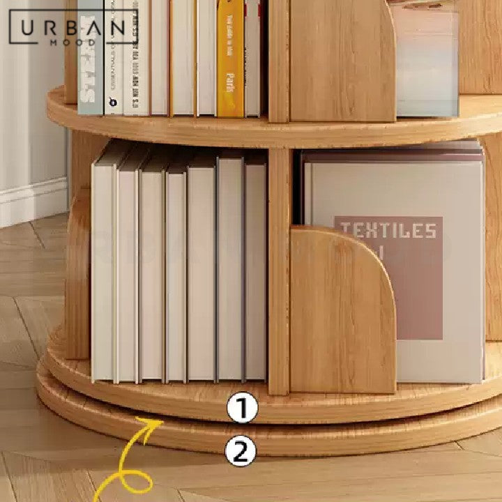 PATRICIO Japandi Solid Wood Rotating Bookshelf