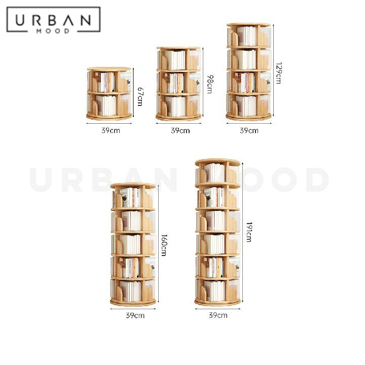 PATRICIO Japandi Solid Wood Rotating Bookshelf