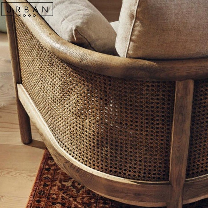 PAULINE Rustic Rattan Lounge Chair