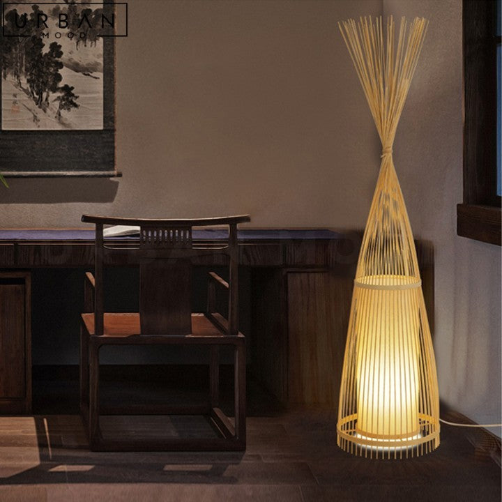 PENELY Oriental Bamboo Floor Lamp