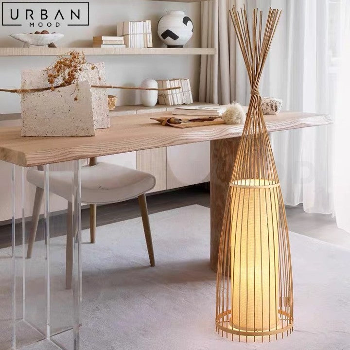 PENELY Oriental Bamboo Floor Lamp