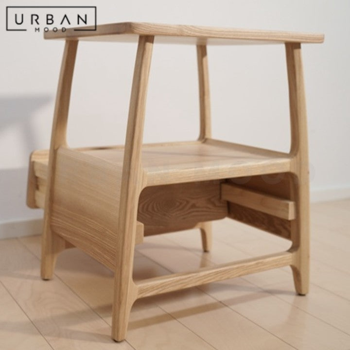 PERALTA Japandi Solid Wood Side Table