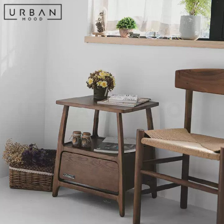 PERALTA Japandi Solid Wood Side Table
