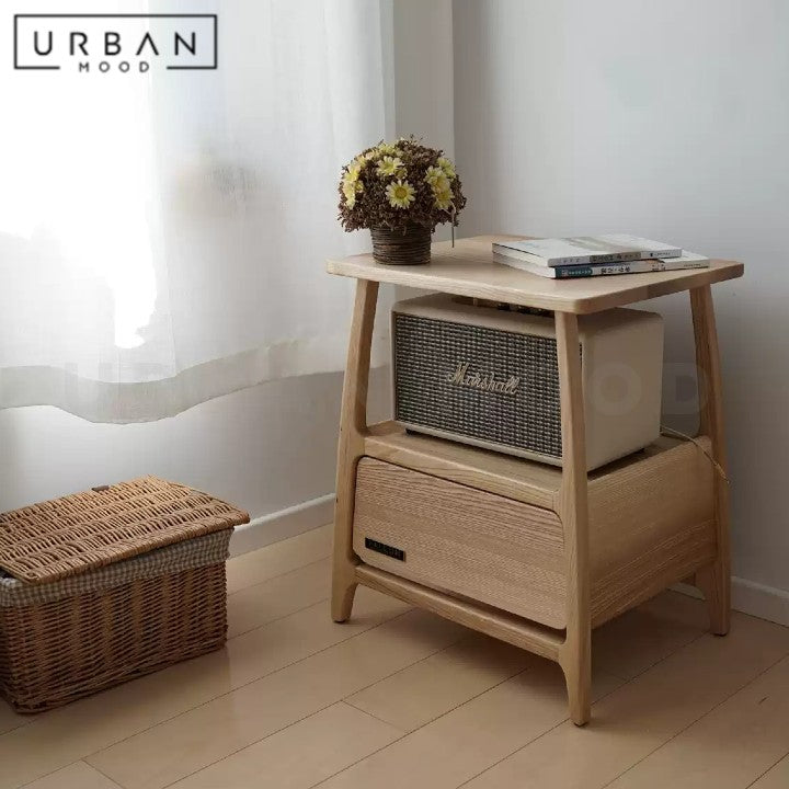PERALTA Japandi Solid Wood Side Table
