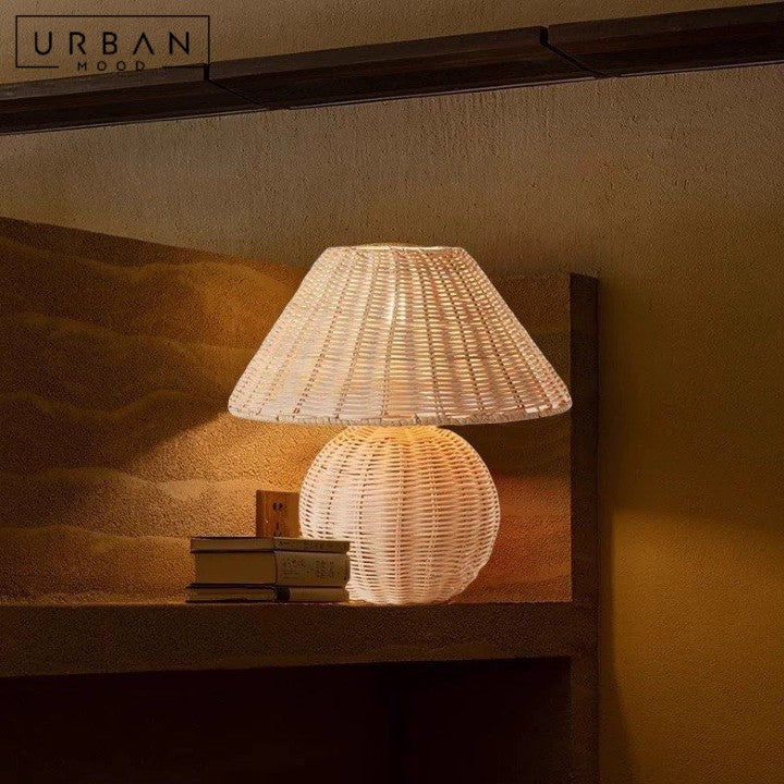 PERERA Rustic Rattan Table Lamp