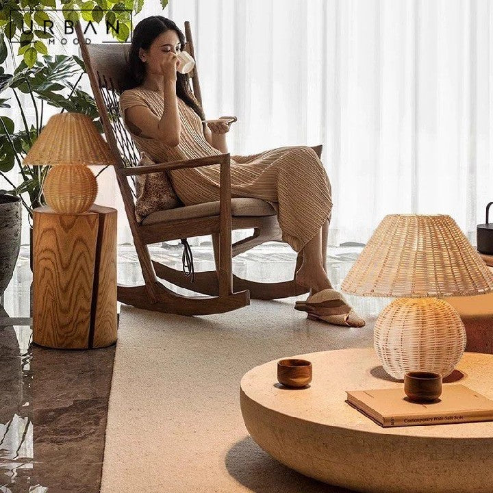 PERERA Rustic Rattan Table Lamp