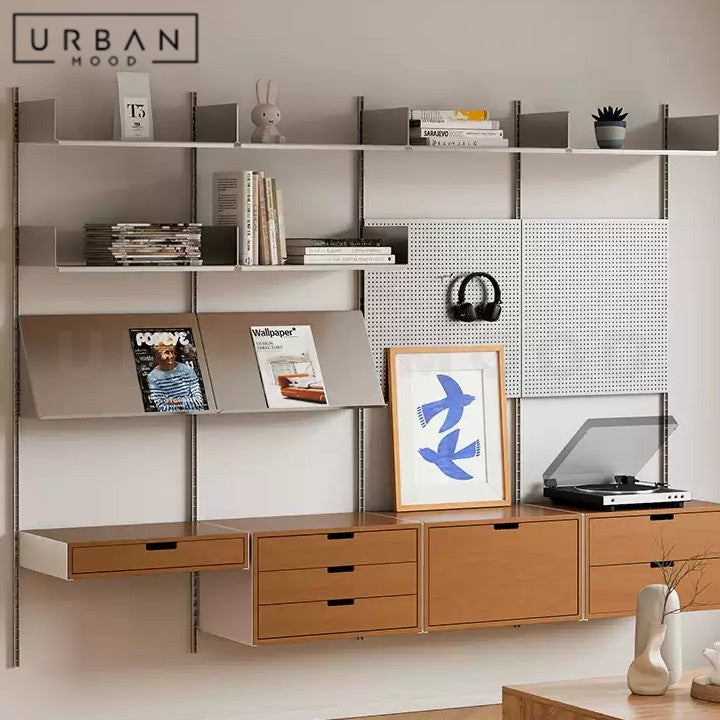 PERSSON Modern Solid Wood Study Table & Display Shelf