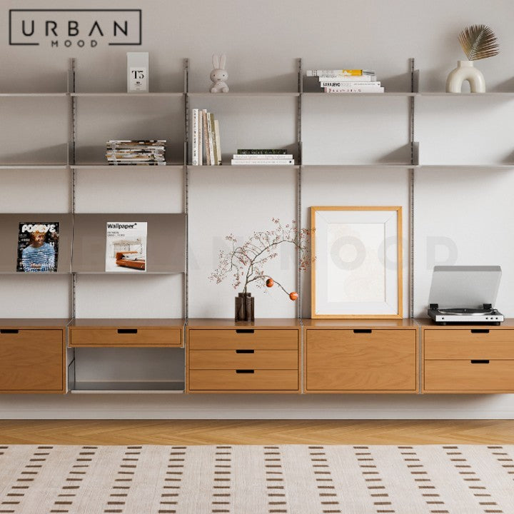 PERSSON Modern Solid Wood Study Table & Display Shelf