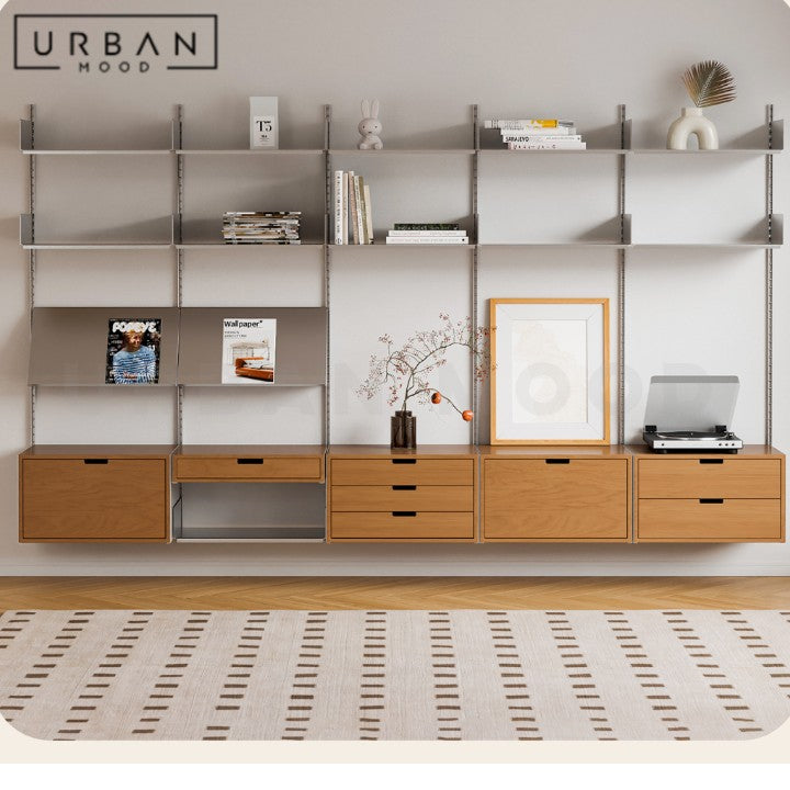 PERSSON Modern Solid Wood Study Table & Display Shelf