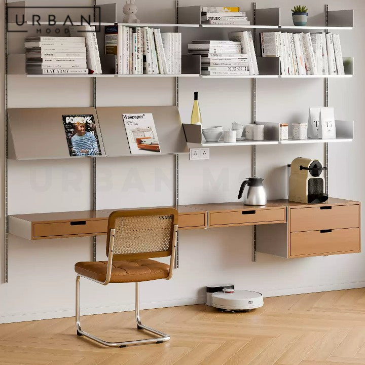 PERSSON Modern Solid Wood Study Table & Display Shelf