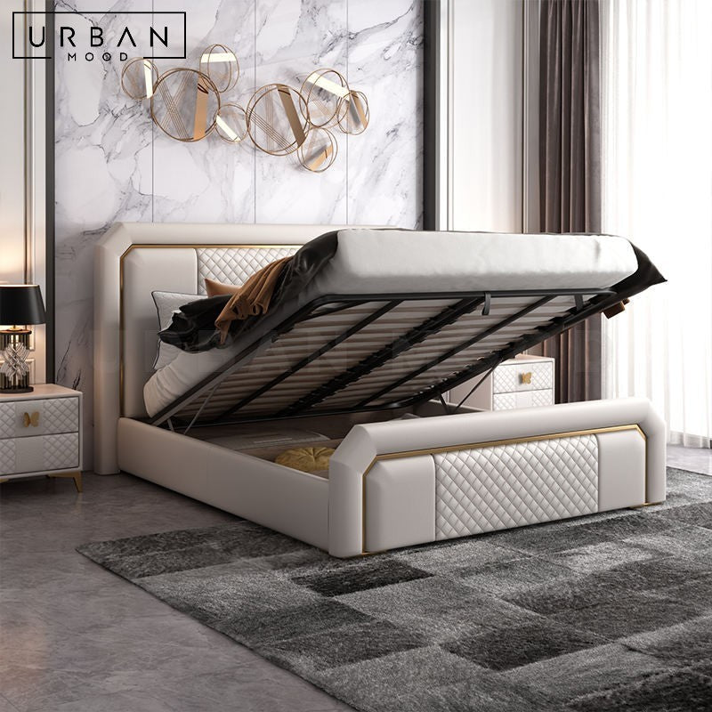 PETON Classic Leather Storage Bedframe