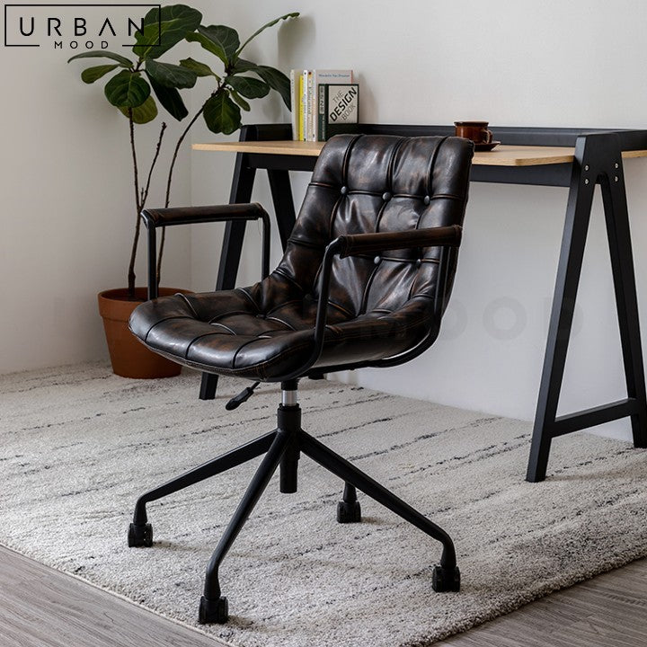 KANN Industrial Leather Swivel Office Chair