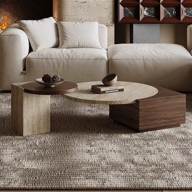 PIKO Modern Travertine Nesting Coffee Table - Urban Mood Singapore