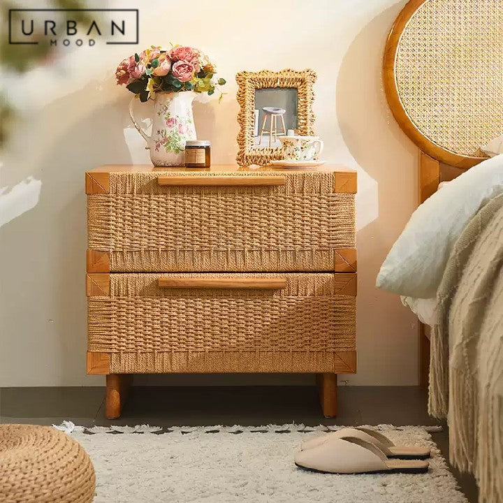 PINEDA Japandi Solid Wood Bedside Table