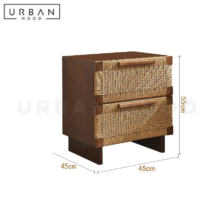 PINEDA Japandi Solid Wood Bedside Table