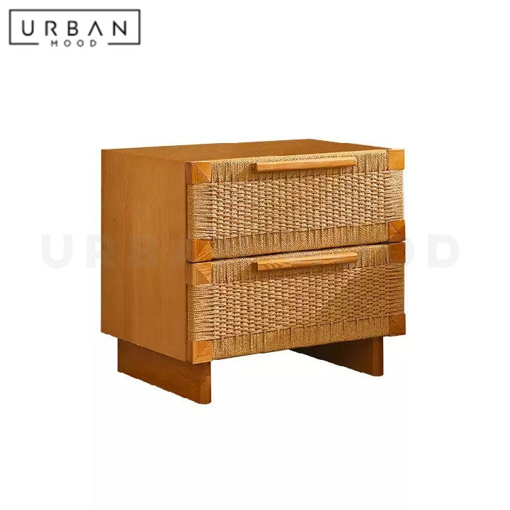 PINEDA Japandi Solid Wood Bedside Table