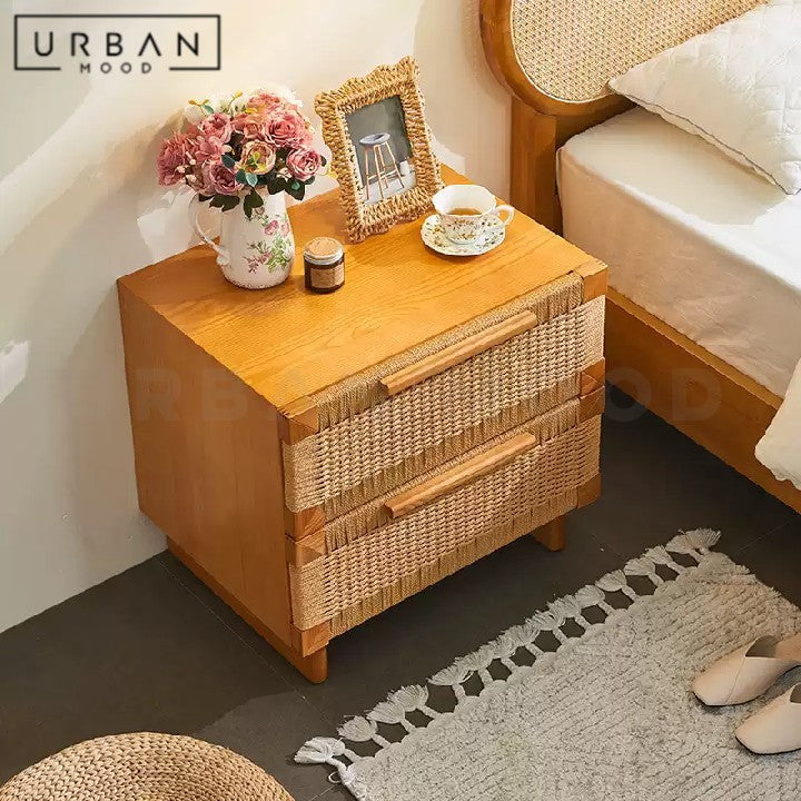 PINEDA Japandi Solid Wood Bedside Table
