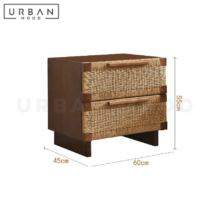 PINEDA Japandi Solid Wood Bedside Table