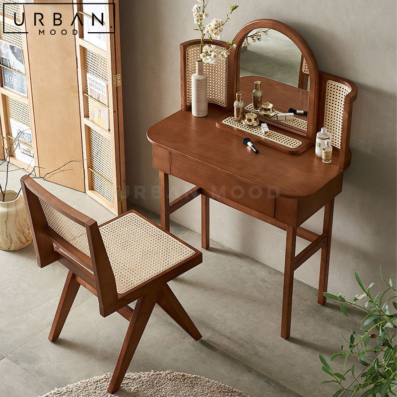 PIRRIE Vintage Rattan Vanity Table