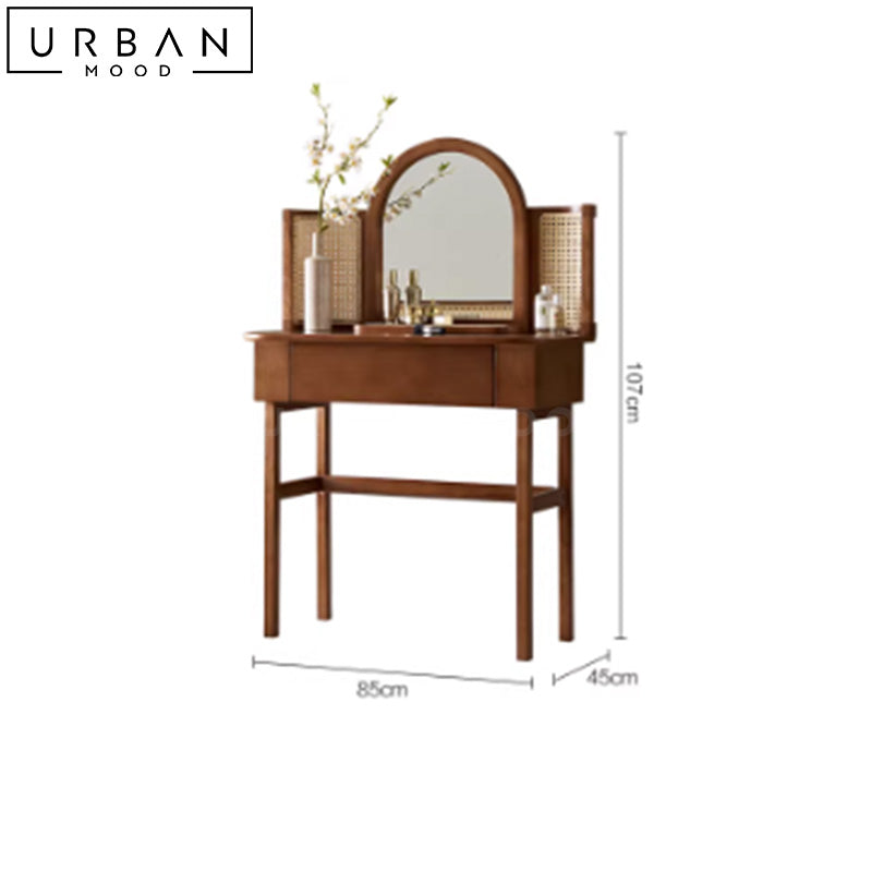 PIRRIE Vintage Rattan Vanity Table