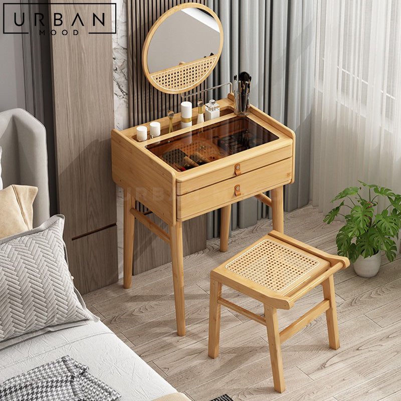 PLARTY Japandi Solid Wood Vanity Table