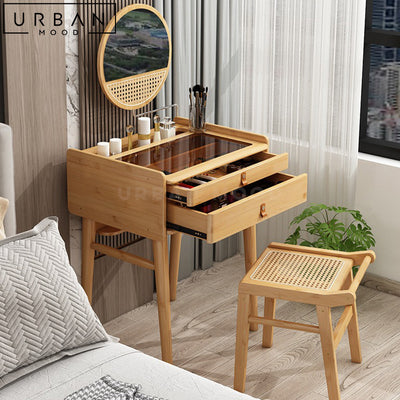 PLARTY Japandi Solid Wood Vanity Table